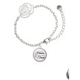 thumbnail image 2 of Delight Jewelry Domed Real Heroes Teach Silver-tone Flower Link Chain Bracelet, 6.75"+2" Extender, 2 of 4