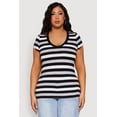 thumbnail image 2 of Womens Plus Size Striped V Neck Tee, 2 of 5
