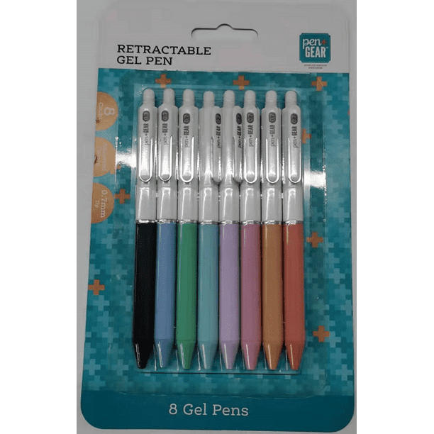 Pen+Gear Retractable Gel Pen, 0.7 mm Bullet Tip, Assorted Colors, 8
