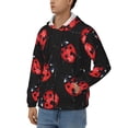 thumbnail image 3 of Kdxio Beautiful Red Ladybug Print Men Hoodies Casual Hoodies for Men with Zip Pockets Full Zip Long Sleeve Sweatshirt Sports Hooded Jacket-Small, 3 of 5