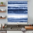 thumbnail image 4 of Navy Blue Ombre Semi Sheer Curtains Drapes for Living Room, Bedroom, French Doors Window 108 Inches Long, Modern Abstract Art Farmhouse Rod Pocket Chiffon Curtain Drapery Voile Draperies Panel, 4 of 8