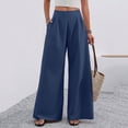 thumbnail image 2 of KLHDSF Flowy Pants for Women Casual High Waisted Wide Leg Palazzo Pants Trousers with Pocket Plus Size Dark Blue S, 2 of 5