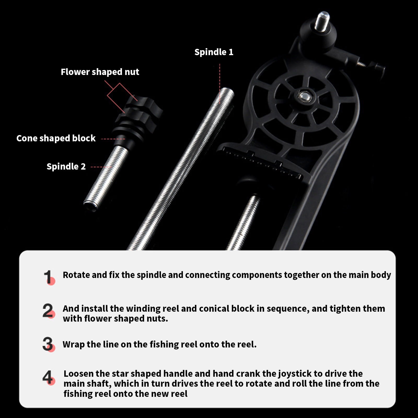 KUFptva Fishing Line Spoolers Spooling Station Systems with Clamp Fishing Lines Winder Equipment Efficient Line Spooling Tool