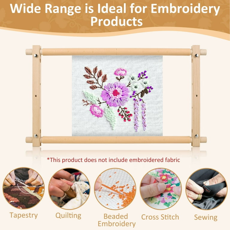 Embroidery Frame Needlepoint Embroidery Tapestry Scroll Frame Beech Wood  Cross Stitch Frame Removable Needlepoint Stretcher Frame Stitching Frame  Square Tool for Embroidery 21x12inch 