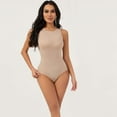 thumbnail image 2 of Tao Tao Women's High Neck Sleeveless Bodysuit Tank Tops Solid Color Slimming And Hip Lifting Shapewear, One-Piece Shapewear Beige M, 2 of 9