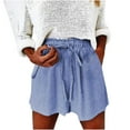 thumbnail image 2 of Aoujea Womens Shorts Women Plus Size Shorts Fashion Women's Summer Casual Drawstring Lacing Pocket Solid Color Shorts Blue on Clearance, 2 of 8