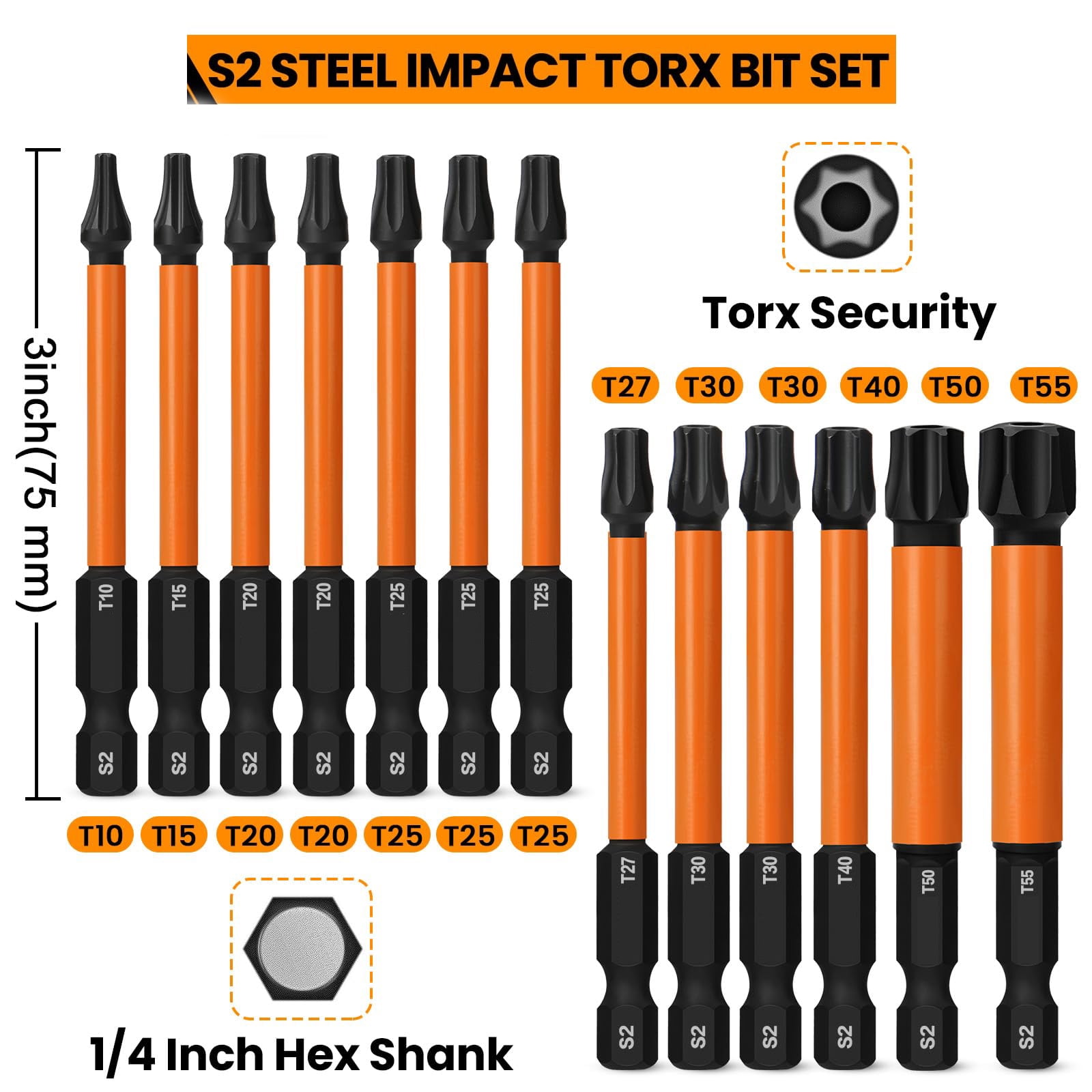 Irwin Torx T10 Screwdriver Bits – 25mm Length, 10-Pack, 1/4" Hex, Made From S2 Steel