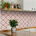 thumbnail image 2 of Mi Alma Removable Vinyl Floral Red Backsplash Tile Stickers, 24pcs, 2 of 12