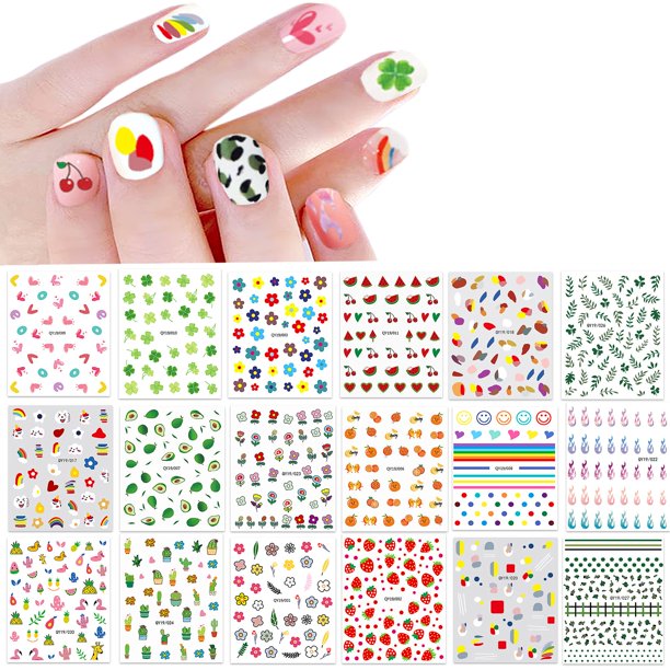Pegatinas de uñas IHUKEIT 3D autoadhesivas para uñas DIY, 18 unidades