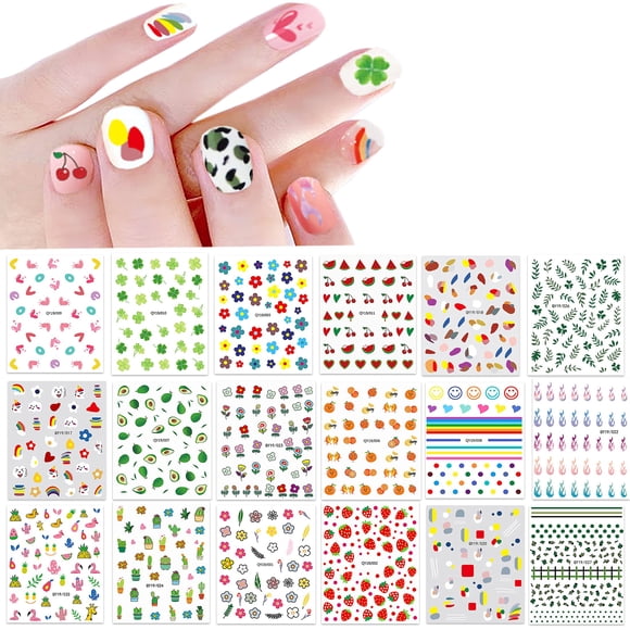Pegatinas de uñas IHUKEIT 3D autoadhesivas para uñas DIY, 18 unidades
