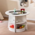 thumbnail image 2 of Gymax Ensemble de Table et Chaises pour Enfants 5 Pcs avec Tableau Noir Inscriptible et Tabourets de Rangement pour Lecture Blanc, 2 of 10
