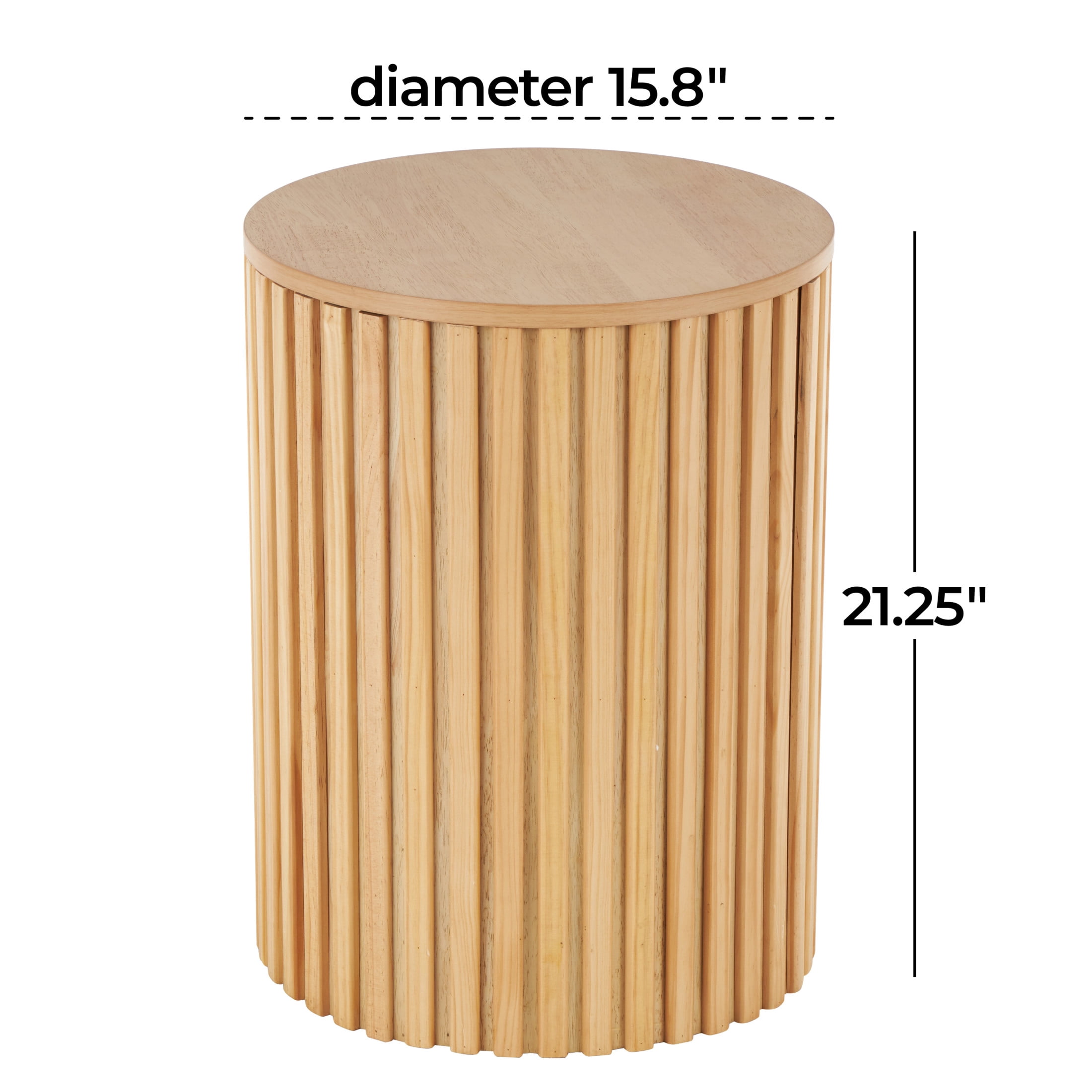DecMode 16" x 21" Brown Wood Handmade Ribbed Storage Accent Table with Slatted Base, 1-Piece
