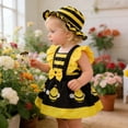 thumbnail image 4 of SonxaHe Bodysuits for Infant Girls Cartoon Bee Print Sleeveless Romper Kids Summer Cute Jumpsuits Clothes,2-Piece Yellow,Size 9-12 M, 4 of 8