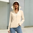 thumbnail image 2 of Uaswgudfs Women's UPF 50+ Sun Protection Hoodie with Extended Wide Brim Hat, Full Zip Lightweight Breathable UV Resistant Hiking Running Golf Athletic Jacket for Outdoor, 2 of 5