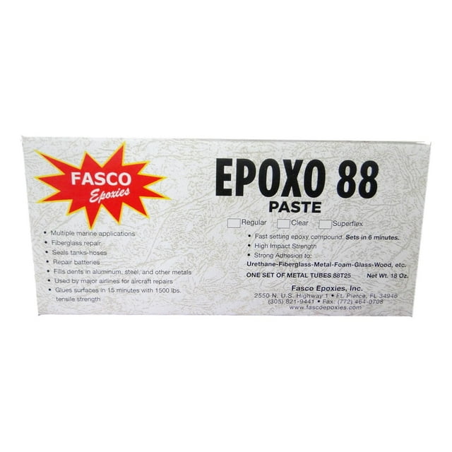 Fasco Epoxo-88 | 6min Set Epoxy Paste Clear Adhesive Glue 18oz Tube kit