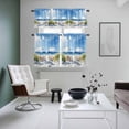thumbnail image 5 of Summer Beach Kitchen Curtains Valances and Tiers Set of 3 Sun Umbrella Blue Sky Tier Curtains and Valance with Rod Pocket for Small Windows, 27.5"x24", 5 of 9