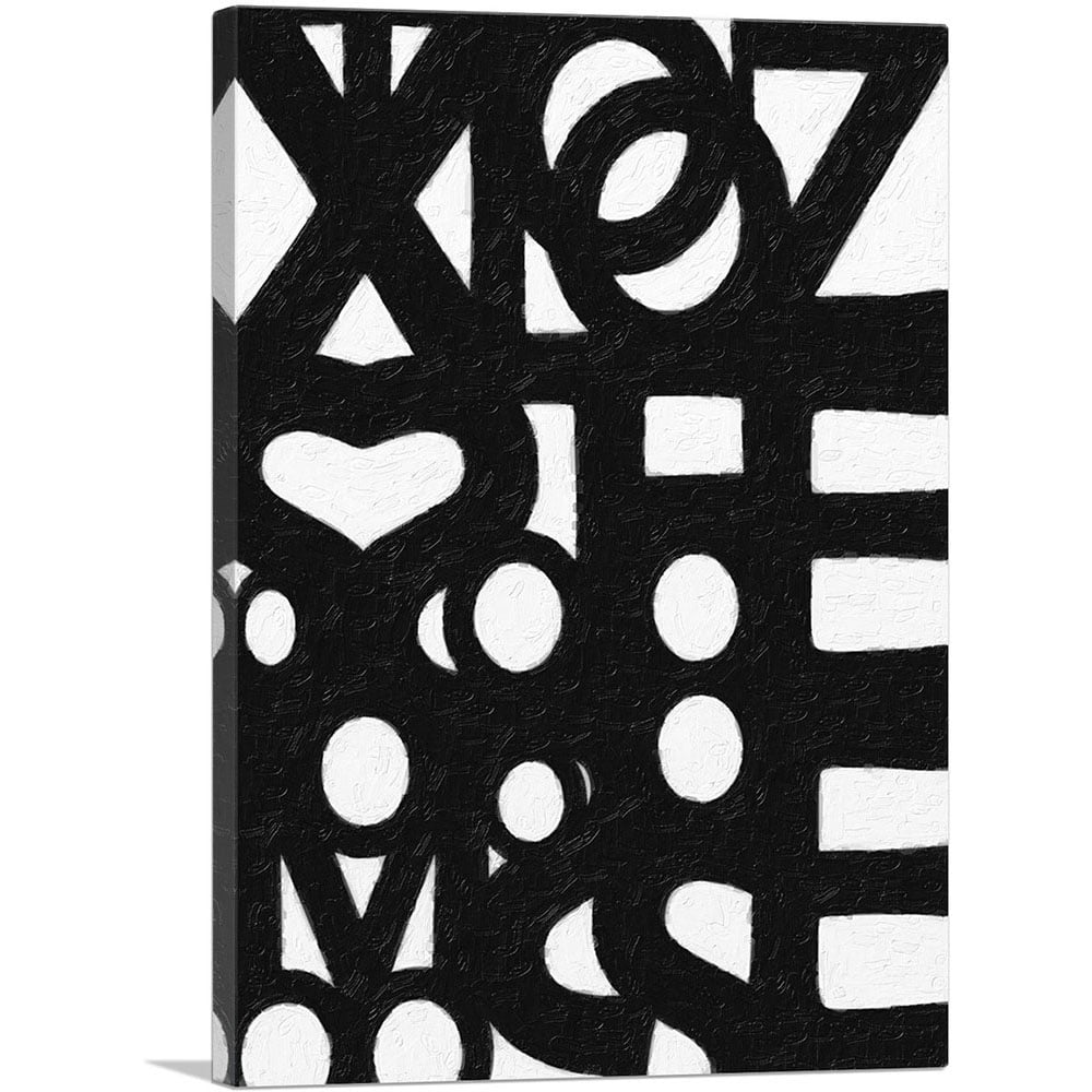 ARTCANVAS Modern Merged Black Figures See Through White Canvas Art