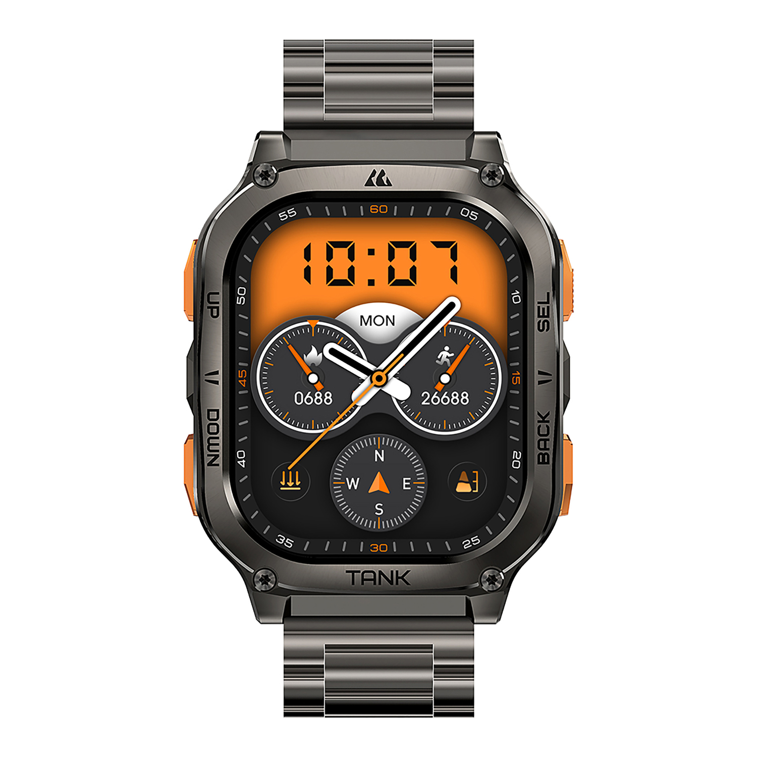 KOSPET TANK M3 Ultra Special Edition 1.96-In.-AMOLED GPS Smartwatch with Stainless Steel Band (Black), P-MUS002-B
