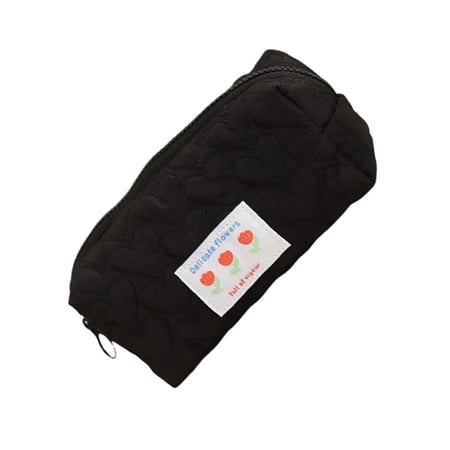 Linyer Girl Pillow Pencil Case Large-Capacity Cosmetic Bags Supple Cubes-Shaped Stationery Pouches Office School Students Teacher Black