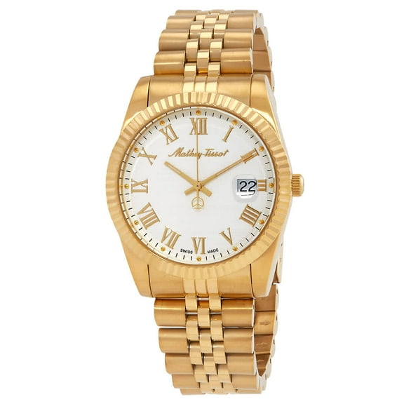 Mathey-Tissot Mathy III Roman Gold Tone Stainless Steel White Dial Quartz H810PBRI Men's Watch
