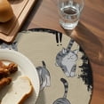 thumbnail image 3 of Cute Cat Round 13 Inch Placemats Set of 2, Black Beige Vintage Animal HeatResistant Non Slip Place Mats for Dining Table, Wipeable Braided Kitchen Table Mats for Housewarming, 3 of 9