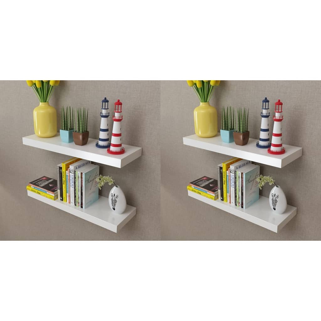 Kepooman 4pcs 23.6" Hanging Wall Shelves Decoration for Home Ofiice, White Kepooman 4pcs 23.6" Hanging Wall Shelves Decoration for Home Ofiice, White