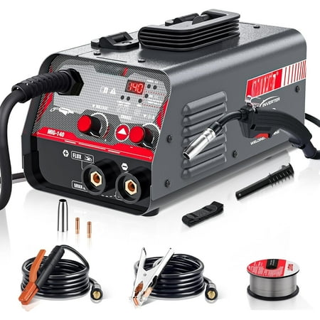 MIG Welder 140Amp, Flux Core MIG Welder/ 2 in 1 Welding Machine, Welder Machine 110V With Synergy IGBT Inverter, Portable Gasless Welder Equipment