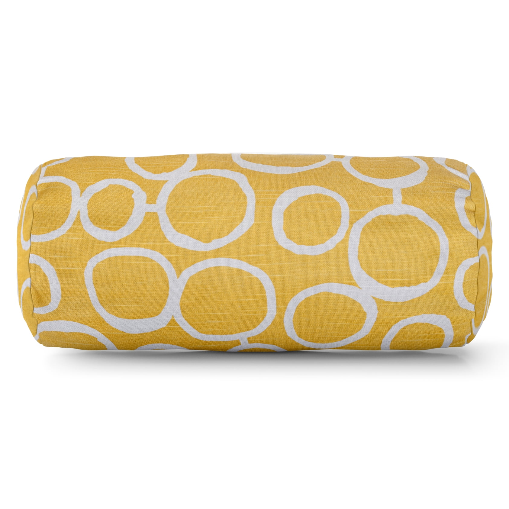 Majestic Home Goods Indoor Yellow Fusion Round Bolster Decorative Throw Pillow 18.5 in L x 8 in