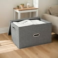thumbnail image 2 of 2-Pack Extra Large Linen Storage Bins with Lids - Gray Fabric Organizers for Closet, Bedroom, Nursery & Under-Bed Storage, 2 of 7