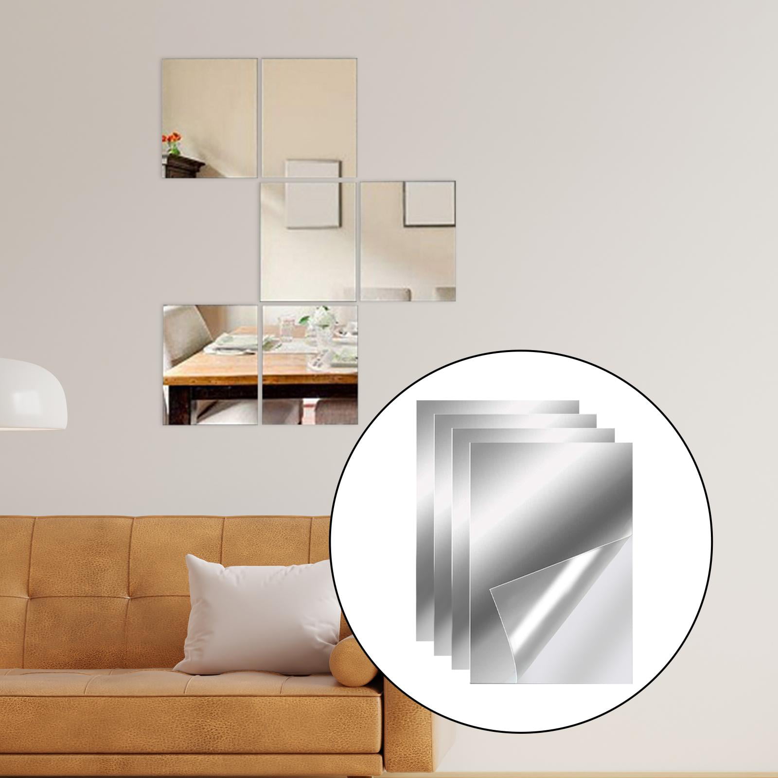  Motarto 16 Sheets Flexible Mirror Sheets Self Adhesive Mirror  Wall Stickers Removable Acrylic Mirror for Home Living Room Bedroom Decor,  4 x 4 inches : Home & Kitchen