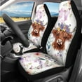 thumbnail image 2 of Jeiento Highland Cow 14 PCS Car Seat Cover Full Set with Steering Wheel Cover Center Console Cover Seat Belt Cover Headrest Covers Coaster Interior Auto Accessory Universal Fit, 2 of 7