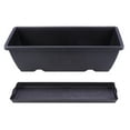 thumbnail image 5 of 2 Large Rectangular Planting Pots 36x15x19cm Dark Grey Plastic for Balcony, 5 of 6