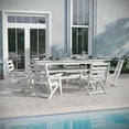 thumbnail image 2 of Emma + Oliver 7 PC Adirondack Dining Set with 72" Rectangle Indoor/Outdoor Recycled HDPE Table and 6 Chairs with Cupholders in White, 2 of 16