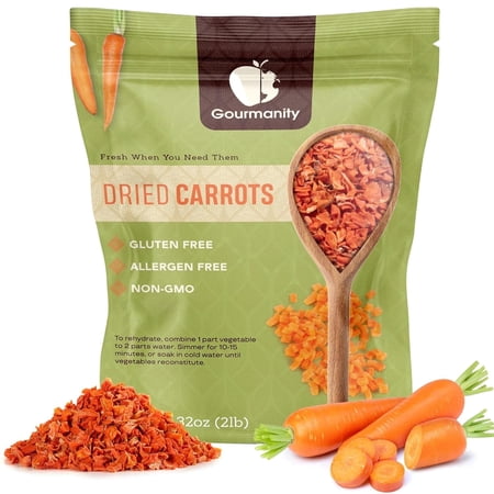 Gourmanity Dried Carrots 32oz Resealable Bag Fresh-Tasting and Easy to Use Adds Flavor Color and Texture to Soups Stews and Ramen All Natural
