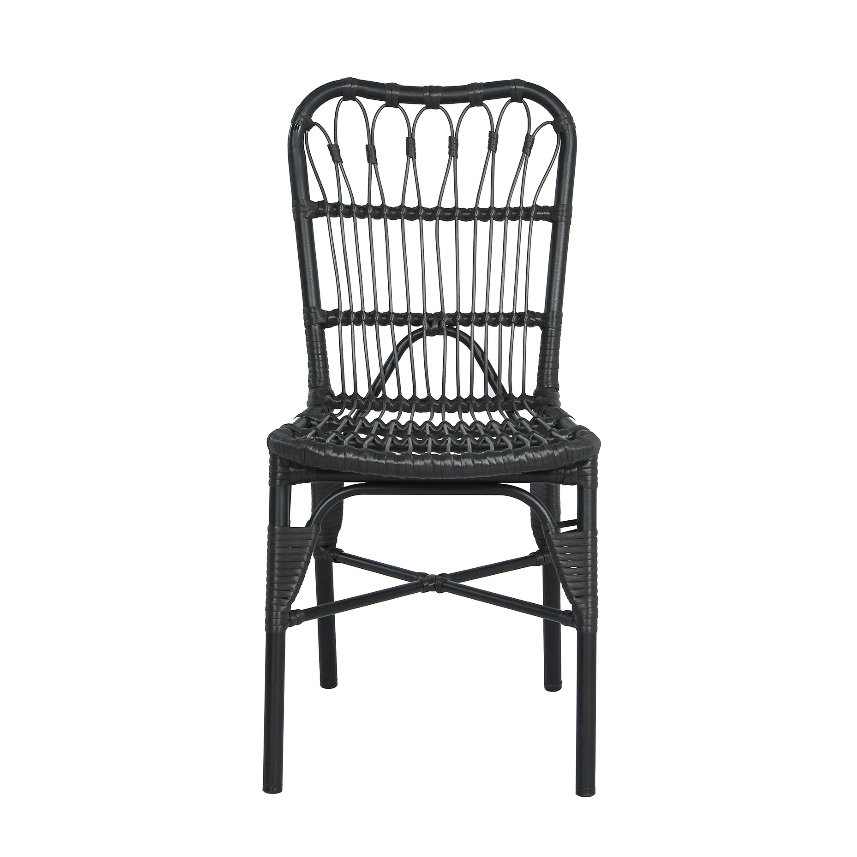 Euroco Outdoor PE Wicker Patio Dining Chairs Set of 2,Outdoor Rattan chairs for Backyard, Poolside, Garden, GREY