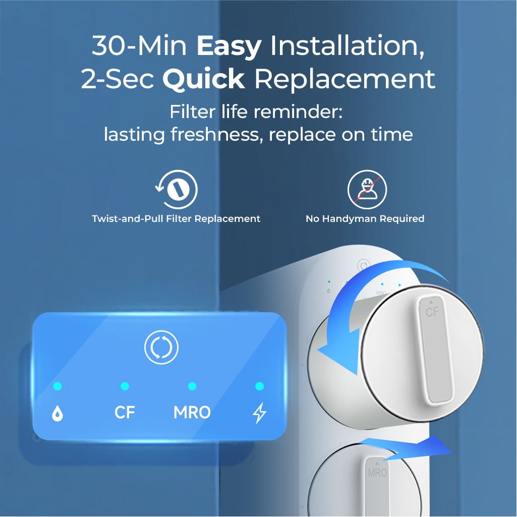 Waterdrop G2P600 Reverse Osmosis System, 600 GPD Reverse Osmosis Water Filter, 7 Stage Tankless RO Water Filter System, Under Sink RO System, 2:1 Pure to Drain, Reduce PFAS, FCC Listed,with 1 Filter
