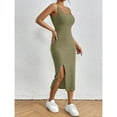 thumbnail image 7 of MLDRA Dresses for Women's Ribbed Bodycon Tank Skirt Sexy Slim Fit Sleeveless Side Slit Midi/Maxi Dress Strap Low-Cut Summer Party Dress for Prom or Wedding Guest, 7 of 7