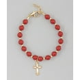 thumbnail image 2 of Infant, Baby Christening Bracelet, Toddler, Child , Communion gold filled with red coral gem  pearls (BGRC), 2 of 3