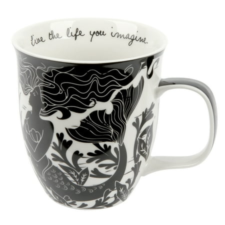 Boho Black And White Mug, Mermaid