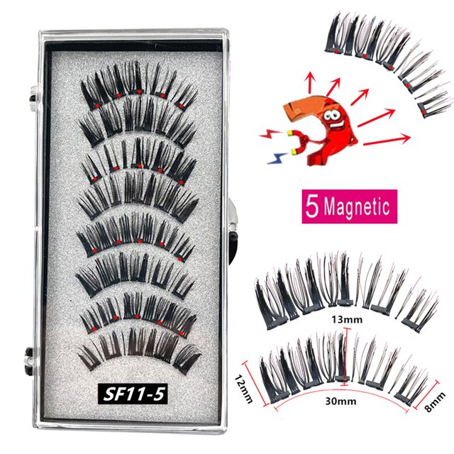 pares de pestañas magnéticas naturales 3D, con 5 pestañas magnéticas hechas a mano, pestañas postizas magnéticas reutilizables, compatible con envío directo Tan Jianjun unisex
