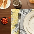 thumbnail image 5 of Yellow Gray Leaves Placemats Set of 6,Washable Heat Resistant 12×18 Inch Linen Table Mats Summer Floral Place Mats for Party Outdoor Dining Décor, 5 of 6