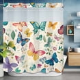 thumbnail image 6 of Spring No Hooks Shower Curtain with Snap-in Liner Gradient Red Yellow Blue Butterfly Watercolor Farmhouse Shower Curtains for Bathroom, Waterproof, Easy Install, Washable 72"x78", 6 of 9