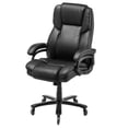 thumbnail image 2 of Executive Office Chair with Knob-Control Lumbar Support, 500lb Capacity Office Chair, Heavy Duty Ergonomic Chair, Height Adjustable PU Leather Reclining Home Office Desk Chairs, Black, 2 of 7