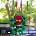 thumbnail image 4 of CHUANK Handmade Crochet Cool Car Rearview Mirror Pendant Halloween Skull Head Hanging Ornament Car Interior Room Decorations Holiday Gift, 4 of 6