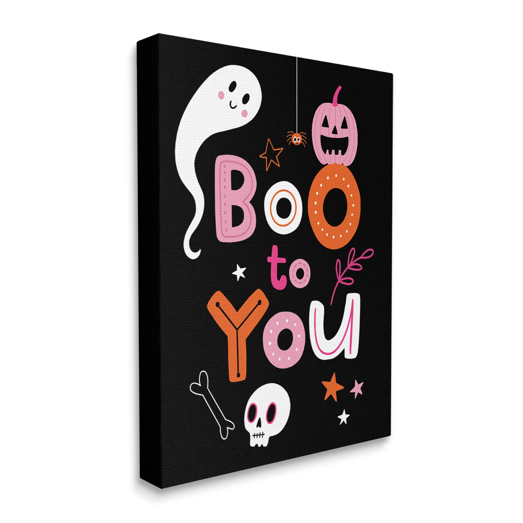 Boo To You Smiling Halloween Elements Holiday Graphic Art Gallery Wrapped Canvas Print Wall Art
