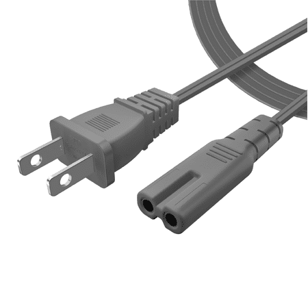 2 Prong Power Cord NEMA 1-15P to IEC320 C7 2 Slot Nonpolarized Power Cord, Figure 8 Shotgun Power Cord Replacement for PS4, PS3 Slim, Printers, LG, Apple, Samsung, TCL TV, etc (12 Feet, Gray)