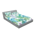 thumbnail image 2 of Ambesonne Floral Fitted Sheet & Pillow Sham Set, Flowers Leaves Ivy Ombre, Full, Fern Green Pale Blue, 2 of 2