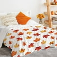 thumbnail image 3 of Fall Maple Leaf Throw Blanket Autumn Leaf Blanket Autumn Thanksgiving Decor Super Soft Flannel Throw Blanket Lightweight Fluffy Plush Fuzzy Bed Blanket for Bedding Sofa and Travel 50"X60", 3 of 6