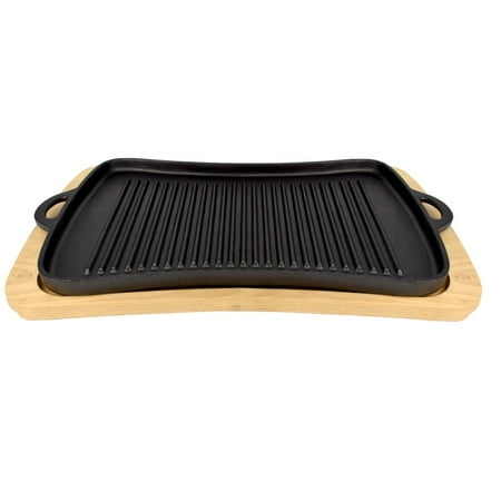 Plancha Hierro Fundido Con Tabla De Madera