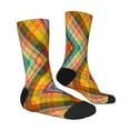 thumbnail image 2 of Goofa Abstract Watercolors Tartan Printed Men's Crew Socks, Soft Durable Breathable Moisture-Wicking with Odor Control Cotton socks, 2 of 9